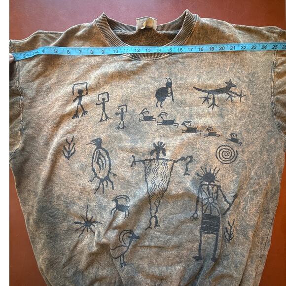 Vintage Coldwater Creek Tribal Petroglyph Sweatshirt Made in Canada - Picture 5 of 8